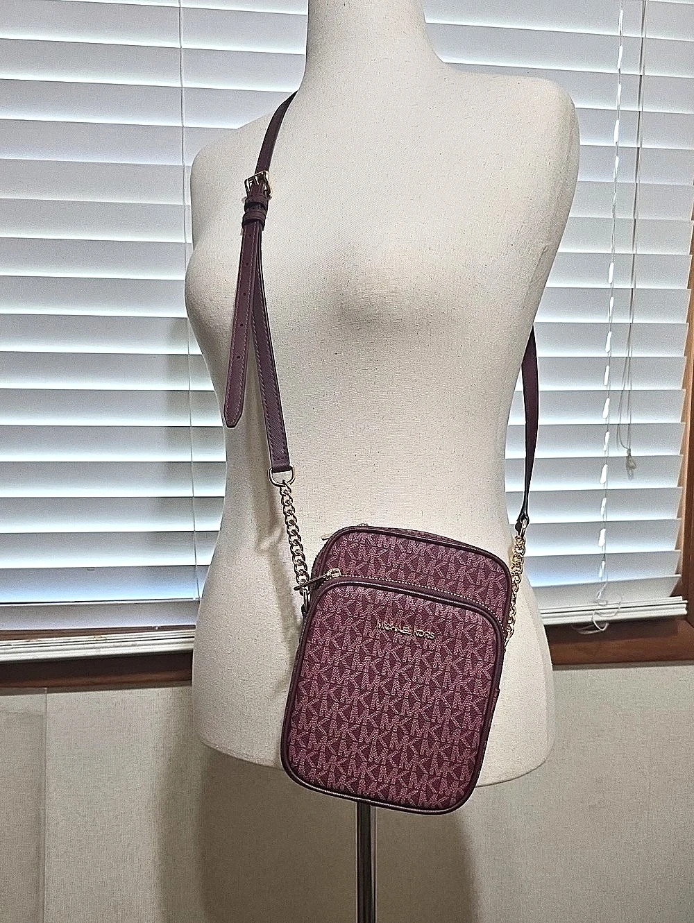 Michael Kors Jet Set Travel Small Signature Logo Camera Crossbody Bag Purple
